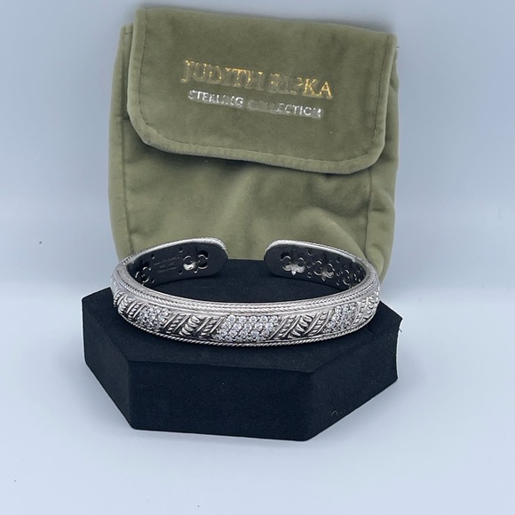 Judith Ripka Sterling Silver Diamonique Cuff Bracelet 925 CZ Rhodium Plated - Picture 3 of 10